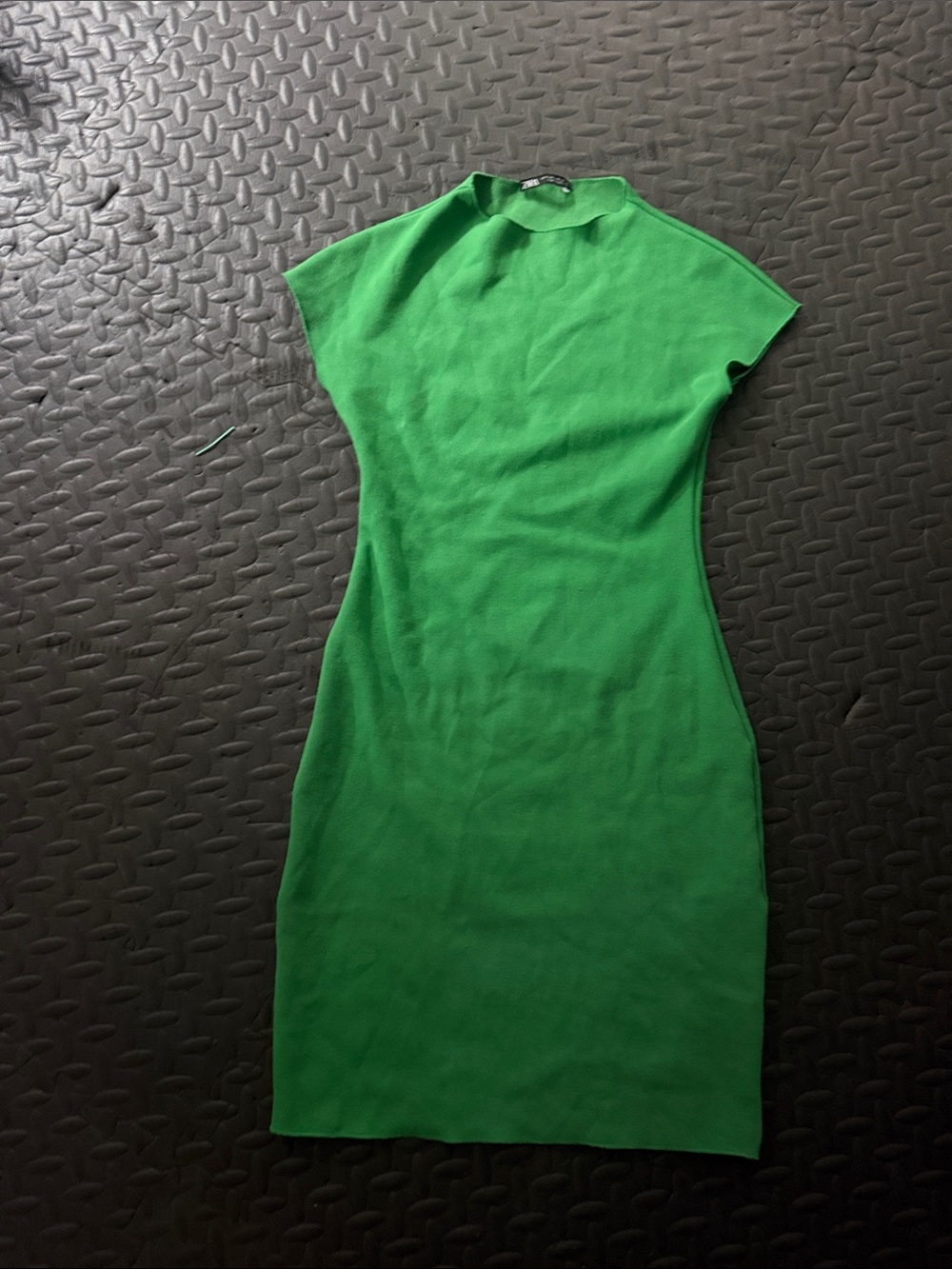 Zara Bright Green Midi Dress with Cap Sleeves